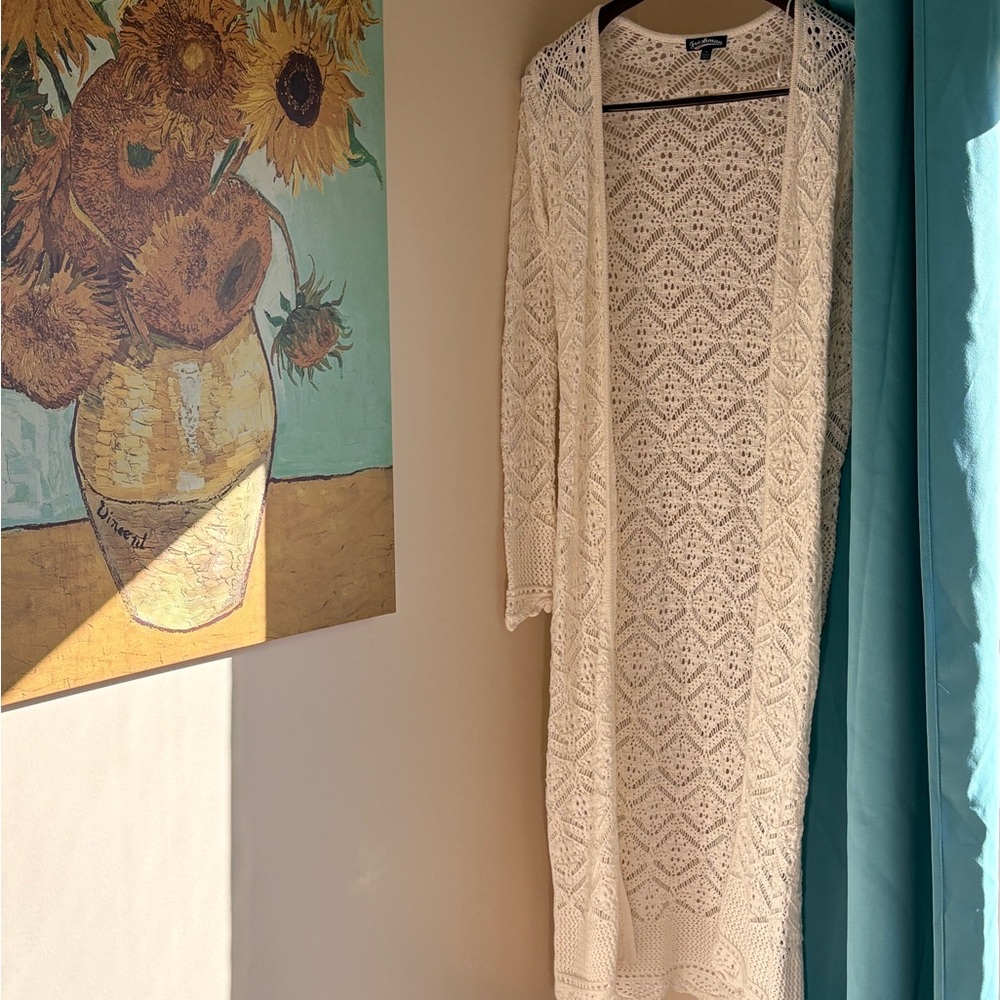 Freshman White Cream Lace Duster Cardigan